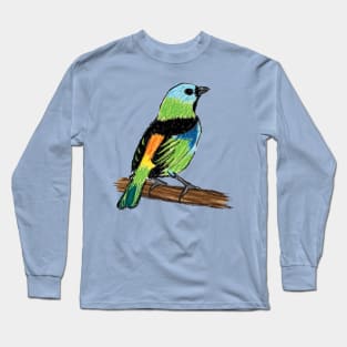 Artwork of a Green-Headed Tanager I Long Sleeve T-Shirt